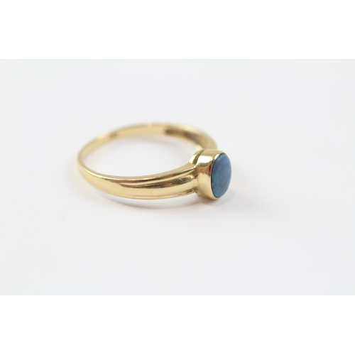 31 - 18ct Gold Black Opal Single Stone Ring (2.2g) Size  P