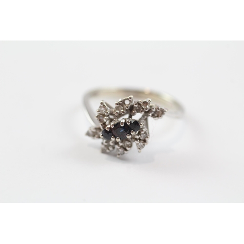 33 - 18ct White Gold Diamond & Sapphire Dress Ring (3.9g) Size  Q
