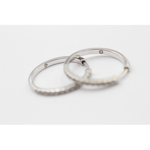 46 - 9ct White Gold Diamond Hoop Earrings (3.2g)
