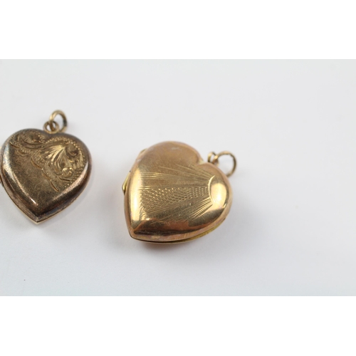 52 - 3 X 9ct Back & Front Gold Vintage Etched Heart Lockets (9g)