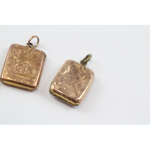 55 - 3 X 9ct Back & Front Gold Vintage Rectangular Lockets (9g)