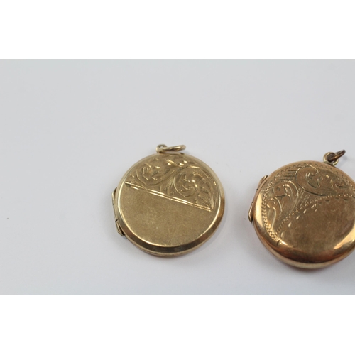 59 - 3 X 9ct Back & Front Gold Vintage Round Etched Lockets (12.6g)