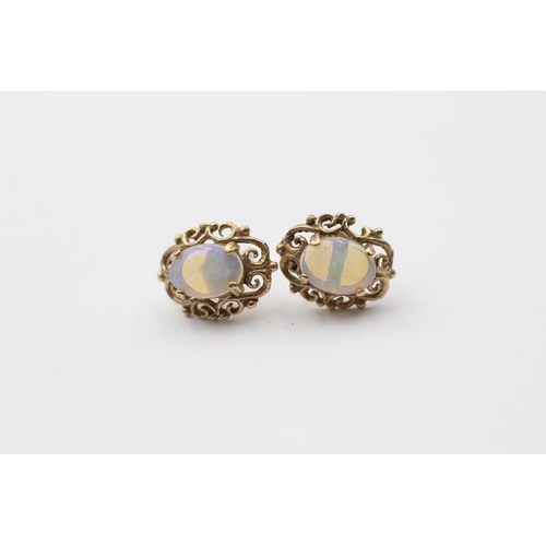 69 - 3 X 9ct Gold Paired Opal Earrings Inc. Stud & Drop (4g)