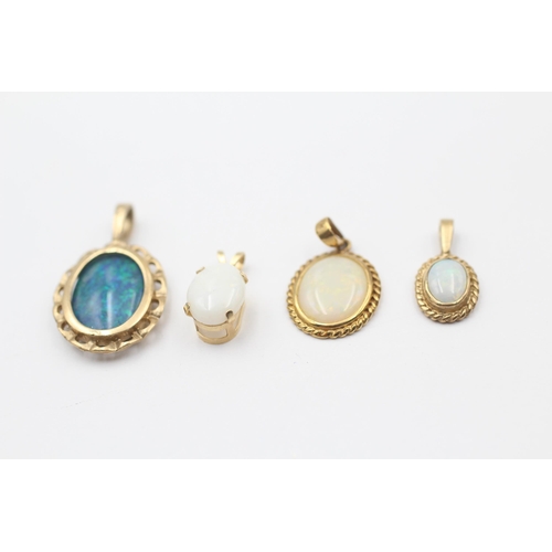 70 - 4 X 9ct Gold Opal Pendants Inc. Opal Triplet (3.7g)