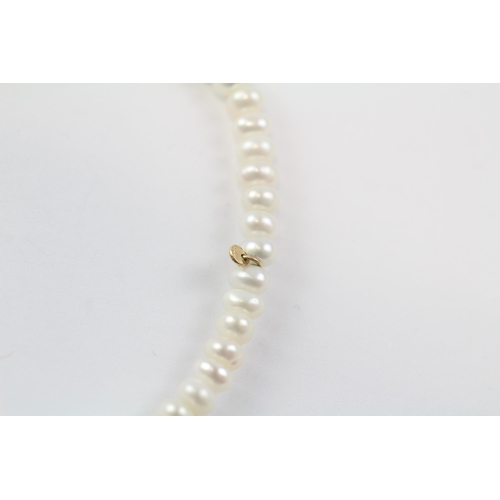 72 - 18ct Gold Cultured Pearl Single Strand Bracelet With Bear Motif By Tous (5g)