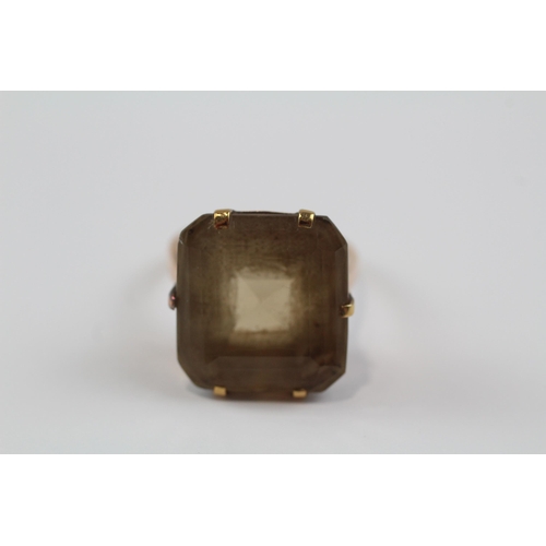 73 - 9ct Gold Smoky Quartz Single Stone Cocktail Ring (8.5g) Size  N 1/2