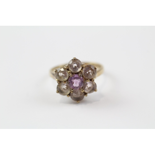 76 - 9ct Gold Amethyst Floral Cluster Ring (3g) Size  M