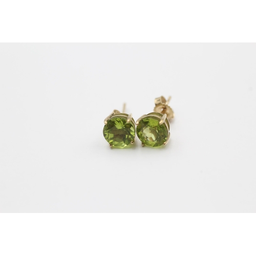 9 - 3 X 9ct Gold Paired Gemstone Stud Earrings Inc. Coated Pink Topaz, Citrine & Peridot (5g)