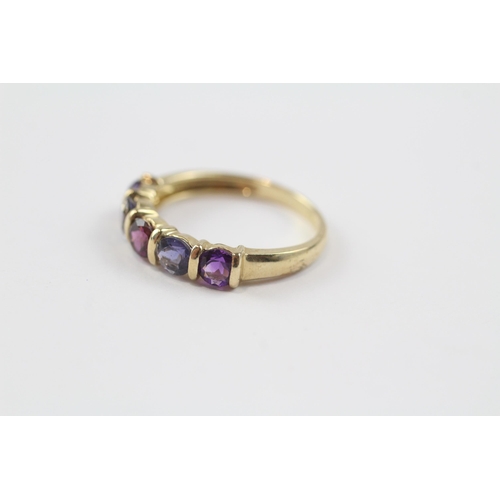 95 - 9ct Gold Amethyst, Garnet & Iolite Five Stone Ring (1.8g) Size  N