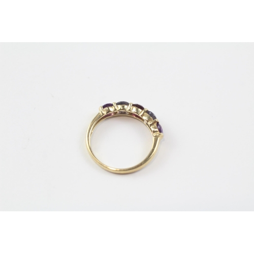 95 - 9ct Gold Amethyst, Garnet & Iolite Five Stone Ring (1.8g) Size  N