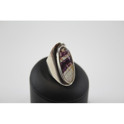 151 - Two Mid Century Modernist Silver Gemstone Rings, Including One By David Scott Walker