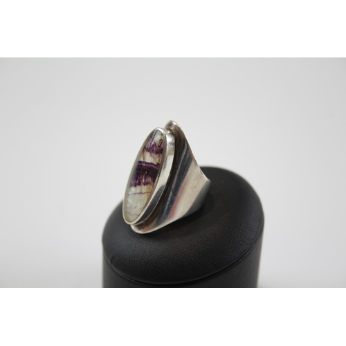 151 - Two Mid Century Modernist Silver Gemstone Rings, Including One By David Scott Walker