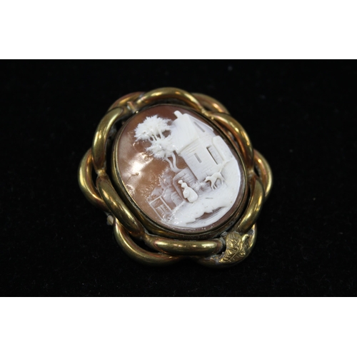 152 - Two Victorian Shell Cameo Brooches, One Mounted In Jet