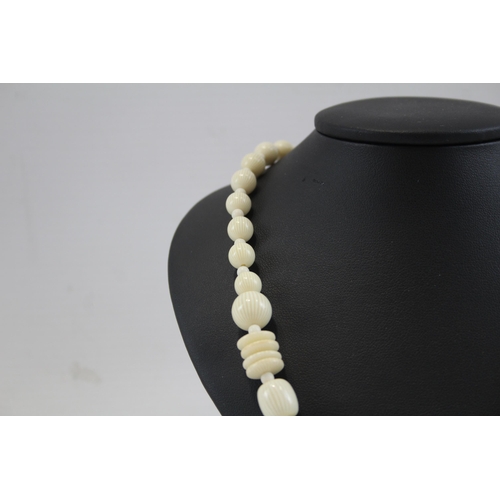 155 - Two Early Plastic 'Ivorine' Celluloid Bead Necklaces