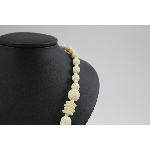 155 - Two Early Plastic 'Ivorine' Celluloid Bead Necklaces