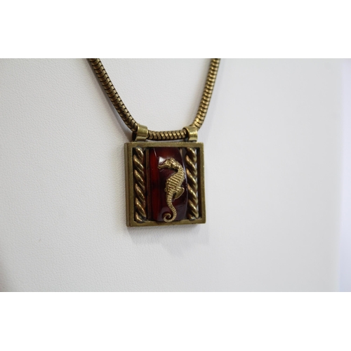 158 - A 1930s Early Plastic Surrealist Seahorse Necklace By Jean Pain Leve