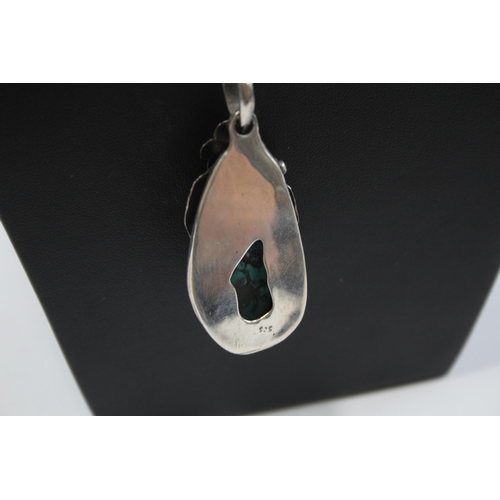 168 - A Silver Turquoise Set Pendant Necklace