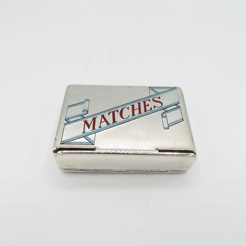 223 - Antique Victorian 1881 London Sterling Silver Match Box w/ Enamel (91g)