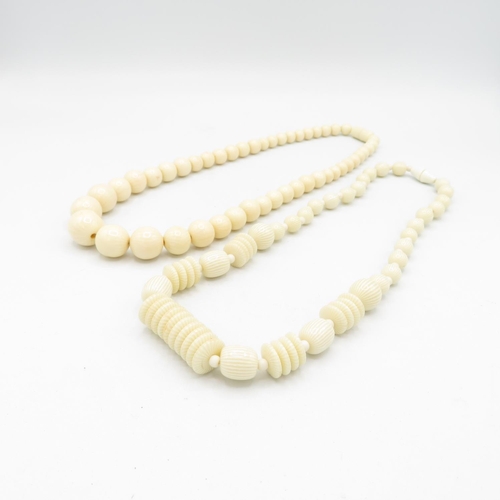 155 - Two Early Plastic 'Ivorine' Celluloid Bead Necklaces