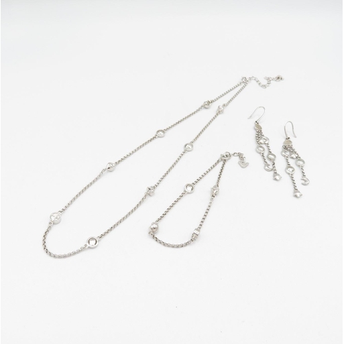 157 - A Silver Necklace, Bracelet And Earrings By Emporio Armani