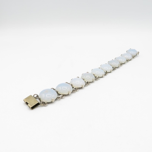 160 - A Silver 1930s Opalised Glass Panel Bracelet