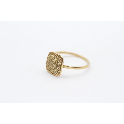 108 - 9ct Gold Pave Set Yellow Diamond Cluster Ring (1.4g) Size  N 1/2