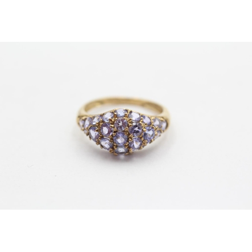 111 - 9ct Gold Tanzanite Set Bombe Ring (2g) Size  L