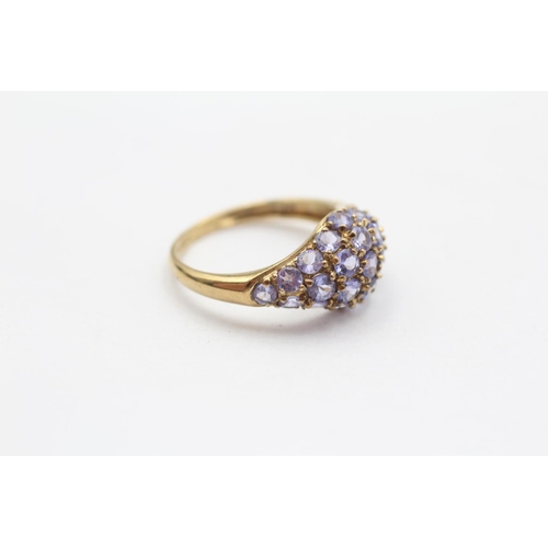 111 - 9ct Gold Tanzanite Set Bombe Ring (2g) Size  L