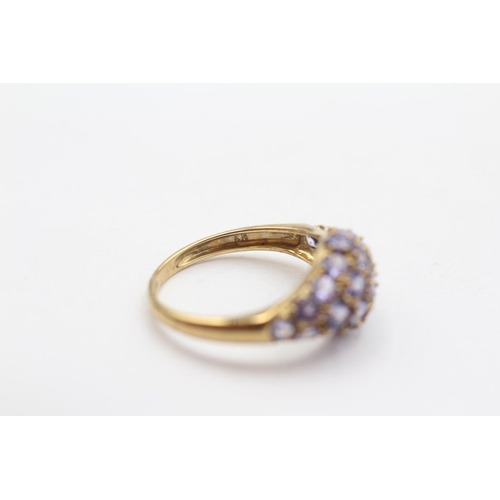 111 - 9ct Gold Tanzanite Set Bombe Ring (2g) Size  L