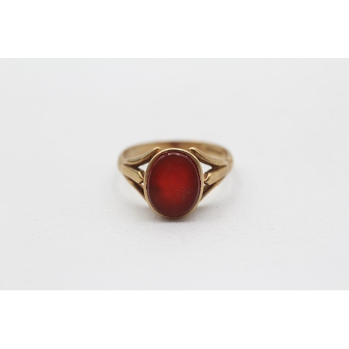 112 - 9ct Gold Vintage Carnelian Set Signet Ring (2.1g) Size  K