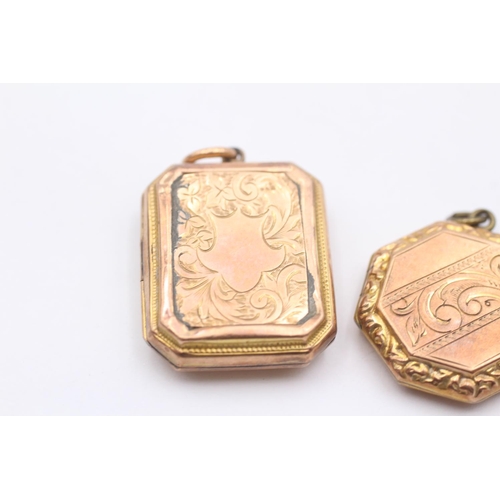 122 - 9ct Back & Front Gold Antique Etched Geometric Locket (9.6g)