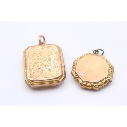 122 - 9ct Back & Front Gold Antique Etched Geometric Locket (9.6g)