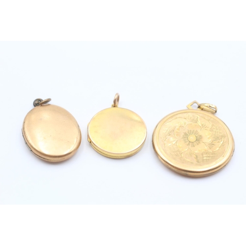 123 - 9ct Back & Front Gold Vintage Oval & Round Lockets (18.7g)