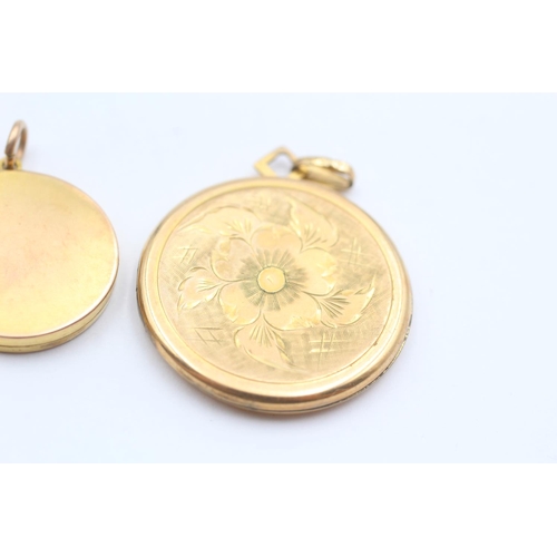 123 - 9ct Back & Front Gold Vintage Oval & Round Lockets (18.7g)