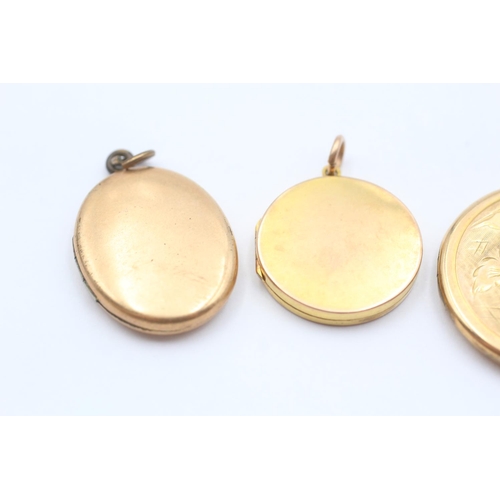 123 - 9ct Back & Front Gold Vintage Oval & Round Lockets (18.7g)