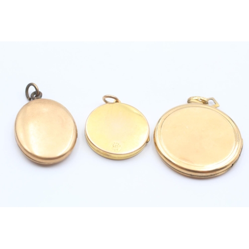 123 - 9ct Back & Front Gold Vintage Oval & Round Lockets (18.7g)