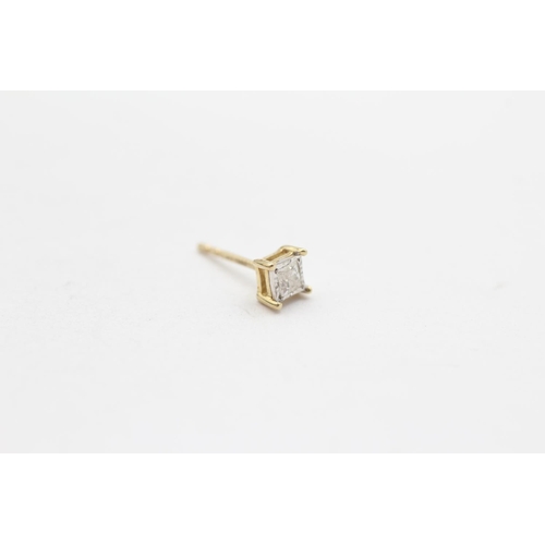 129 - 9ct Gold Illusion Set Princess Cut Diamond Stud Earrings (0.6g)