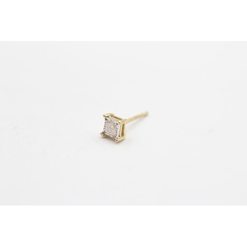 129 - 9ct Gold Illusion Set Princess Cut Diamond Stud Earrings (0.6g)