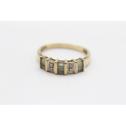 28 - 9ct Gold Vintage Diamond And Aquamarine Set Band Ring (2.2g) Size  N