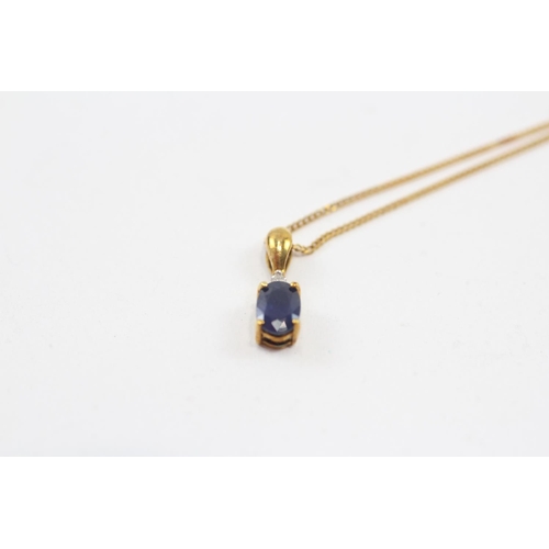 3 - 9ct Gold Sapphire & Diamond Pendant Necklace (1.4g)