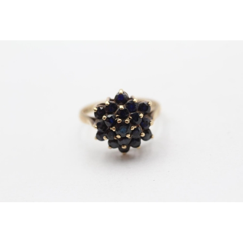 4 - 9ct Gold Vintage Sapphire Cluster Ring (3.2g) Size  N