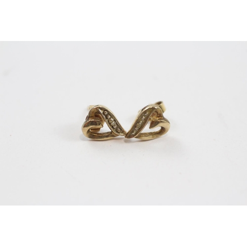 42 - 9ct Gold Diamond Heart Pendant Necklace & Stud Earrings Set (2.3g)