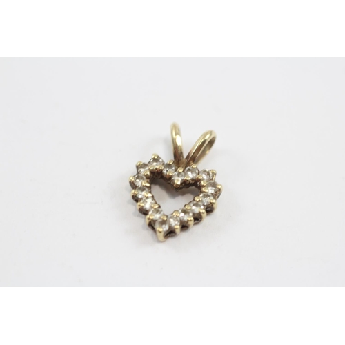 44 - 3 X 9ct Gold Heart Pendants Inc. Diamond (2.6g)