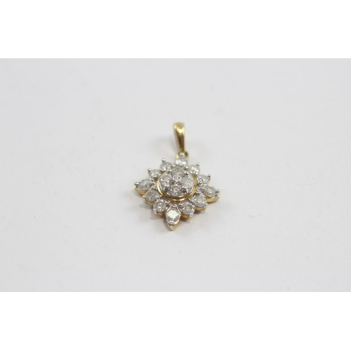 81 - 3x 9ct diamond pendants 2.6g