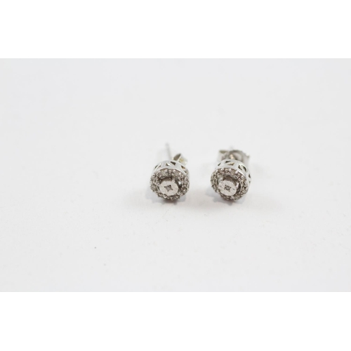 85 - 9ct White Gold Diamond Cluster Stud Earrings (1.3g)