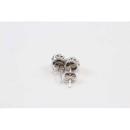 85 - 9ct White Gold Diamond Cluster Stud Earrings (1.3g)