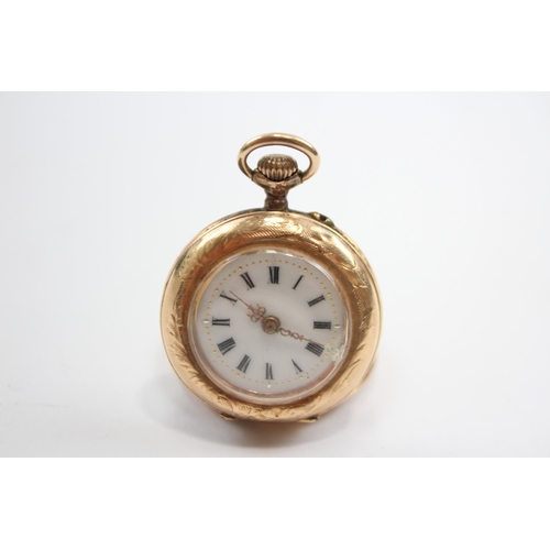 322 - Antique Women's 9ct GOLD Cased Ornate FOB WATCH Hand-wind WORKING