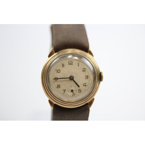 323 - Men's 9ct GOLD Borgel Cased Vintage WRISTWATCH Hand-wind WORKING Trench Style