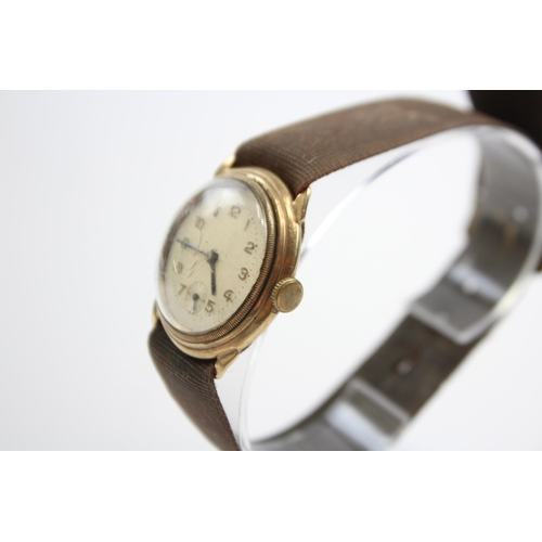 323 - Men's 9ct GOLD Borgel Cased Vintage WRISTWATCH Hand-wind WORKING Trench Style