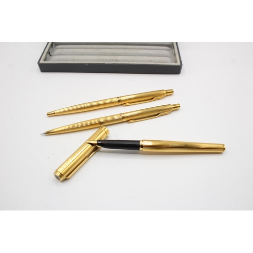 327 - Vintage PARKER 95 Gold Plated Fountain Pen w/ Gold Plate Nib, Ballpoint, Pencil